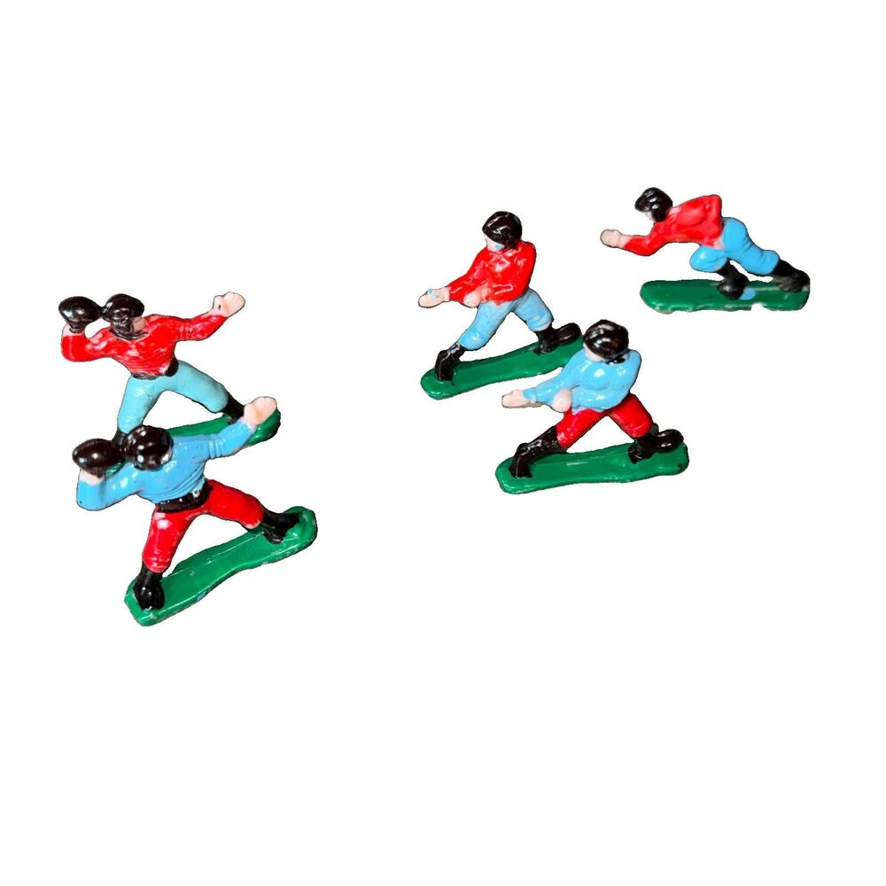 Vintage 60s 5 Plastic Toy Football Player QB Figures Hong Kong Cake Toppers